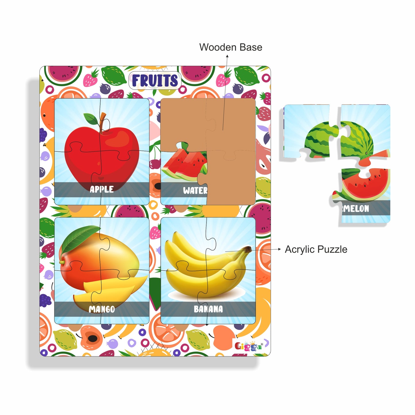 Fruits - 4 in 1 Acrylic Puzzle