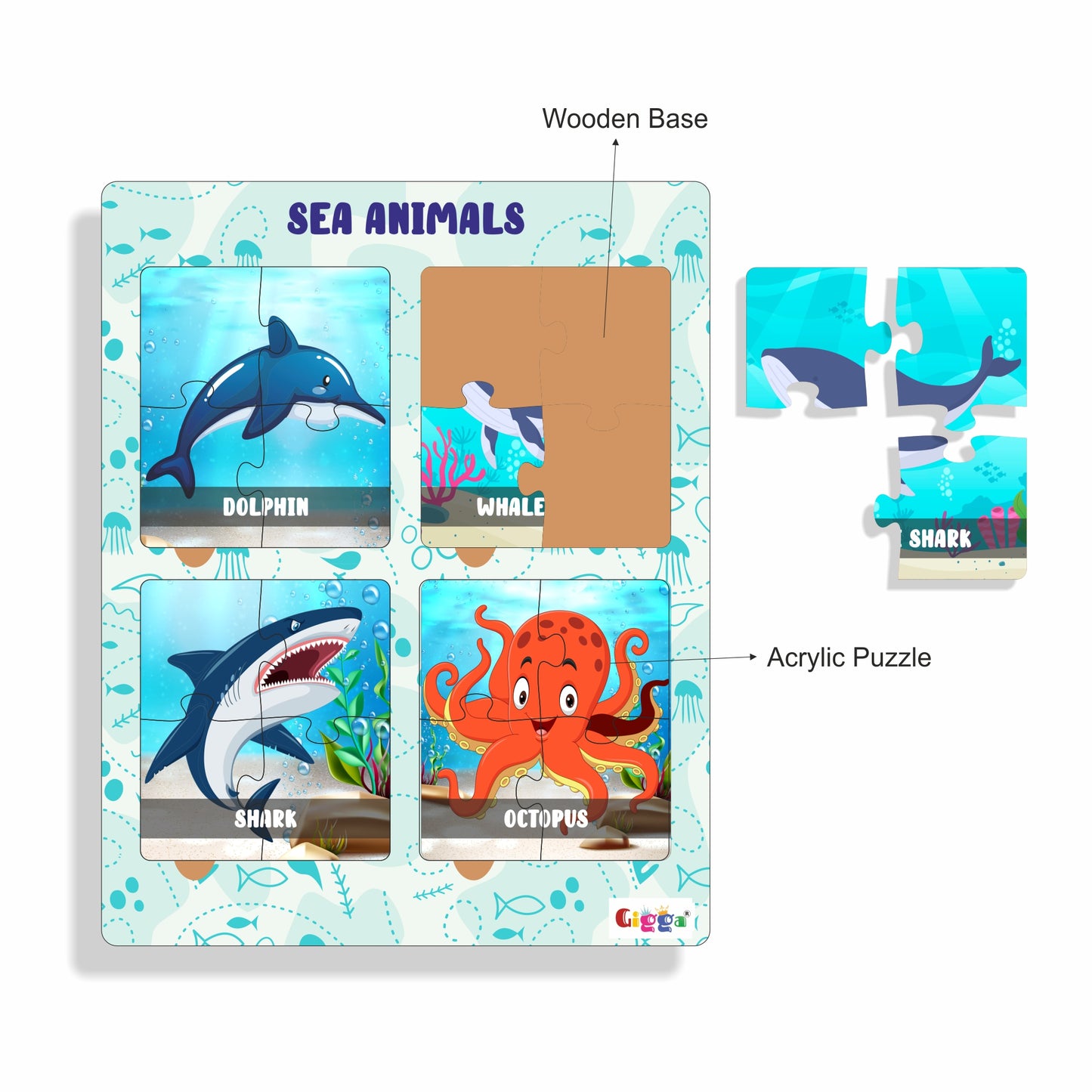 Sea Animals - 4 in 1 Acrylic Puzzle