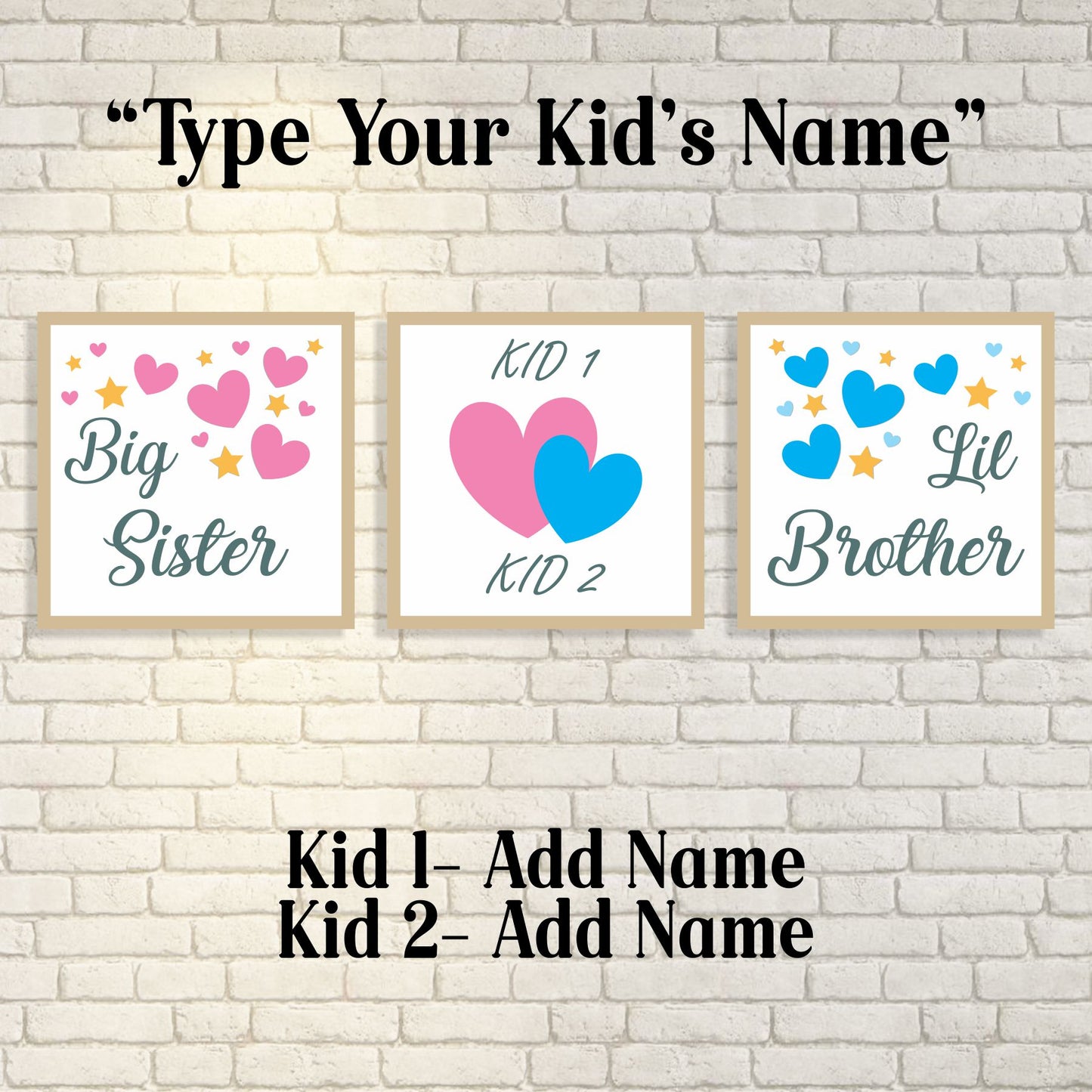 Big Sister Little brother Heart Set of 3