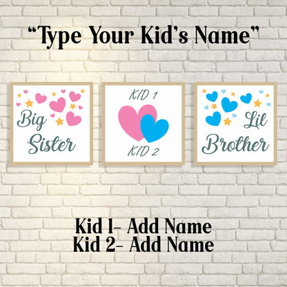 Big Sister Little brother Heart Set of 3