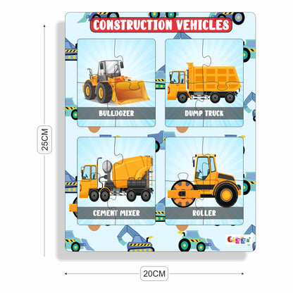 Construction Vehicles - 4 in 1 Acrylic Puzzle