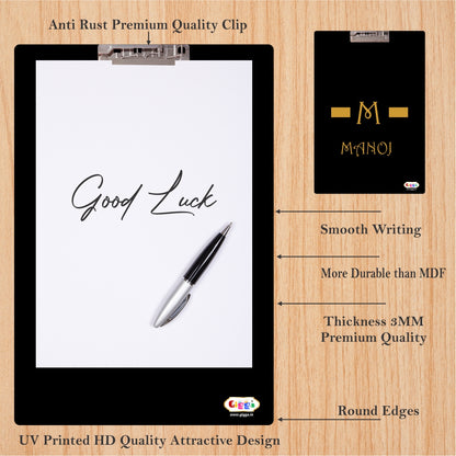 Exam Board-Luxury Black & Gold with Name Initial