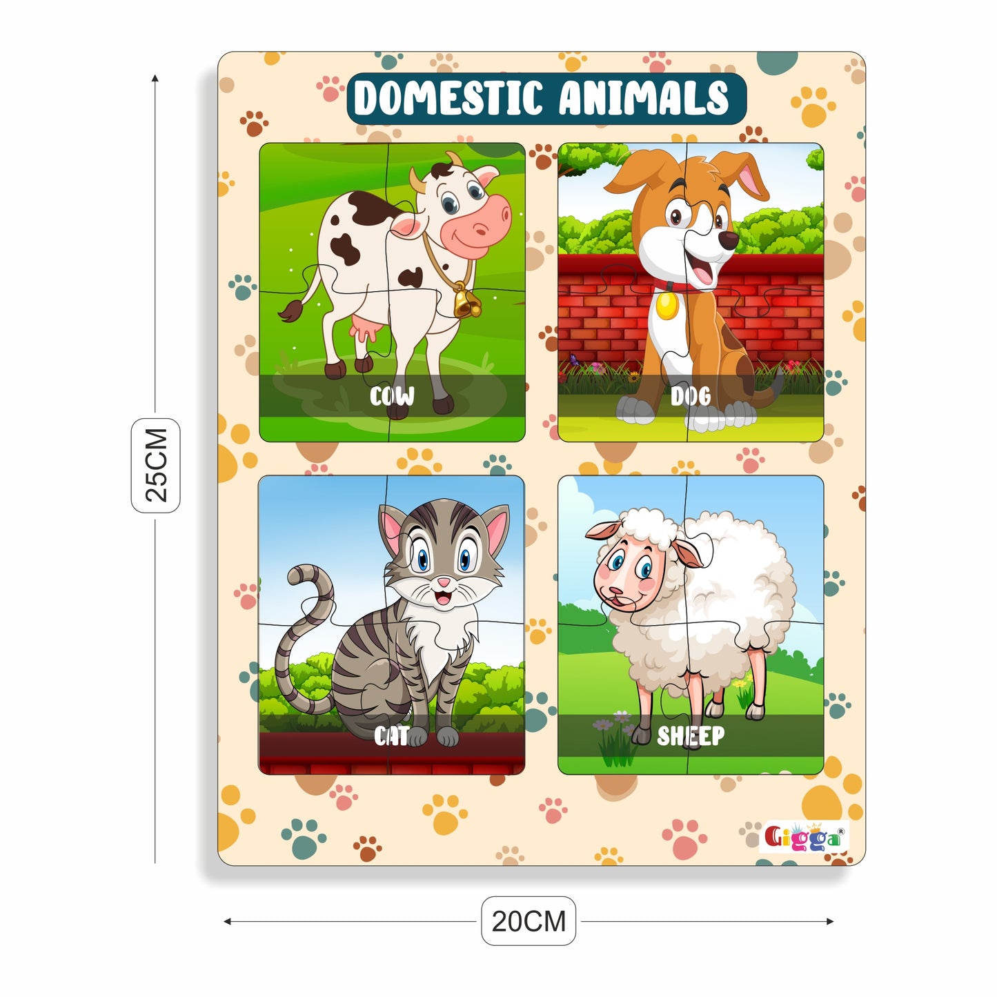 Domestic Animals - 4 in 1 Acrylic Puzzle