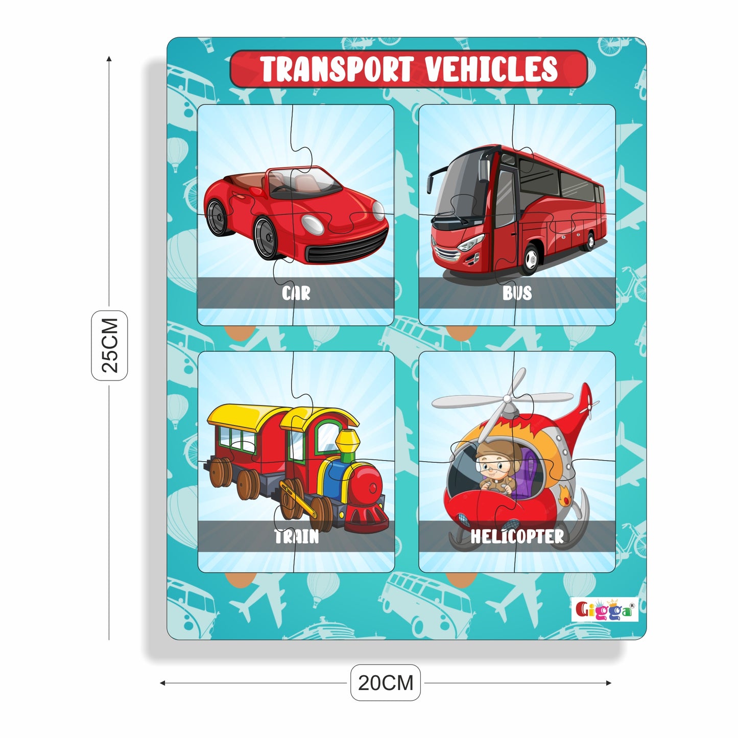 Transport Vehicles - 4 in 1 Acrylic Puzzle