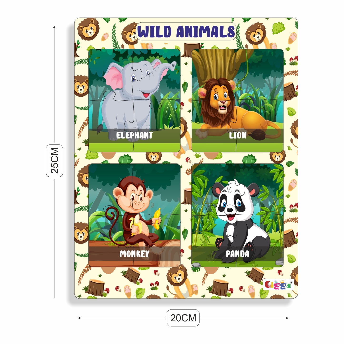 Wild Animals - 4 in 1 Acrylic Puzzle